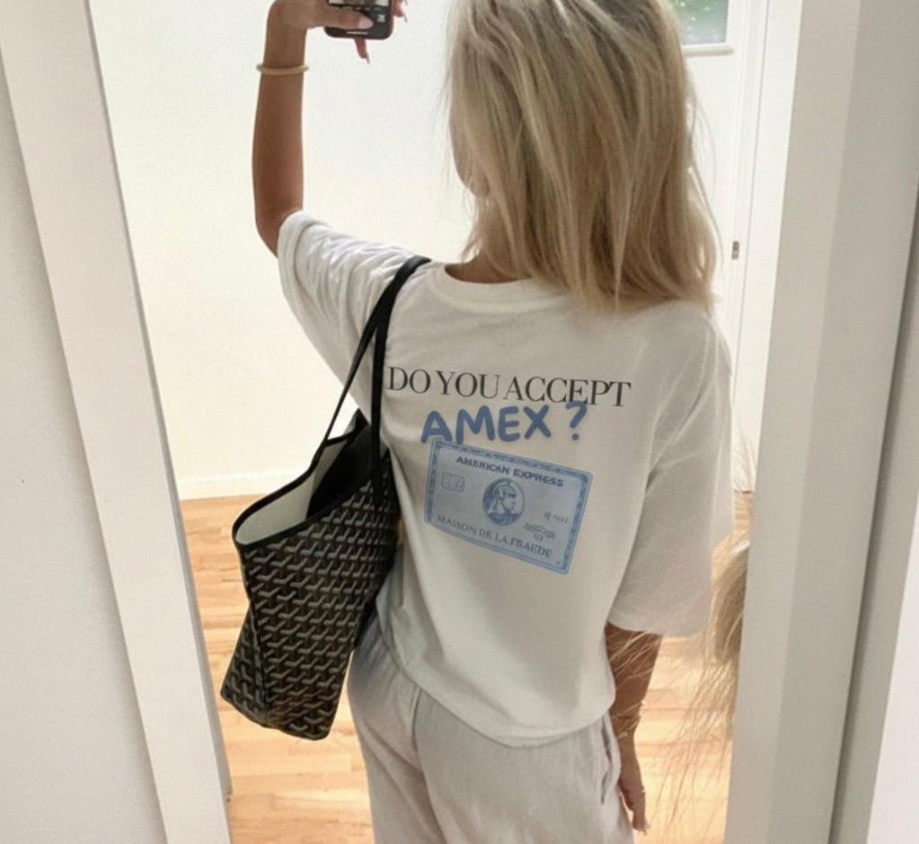 T-Shirt "Do You Accept AMEX ?" Bleu